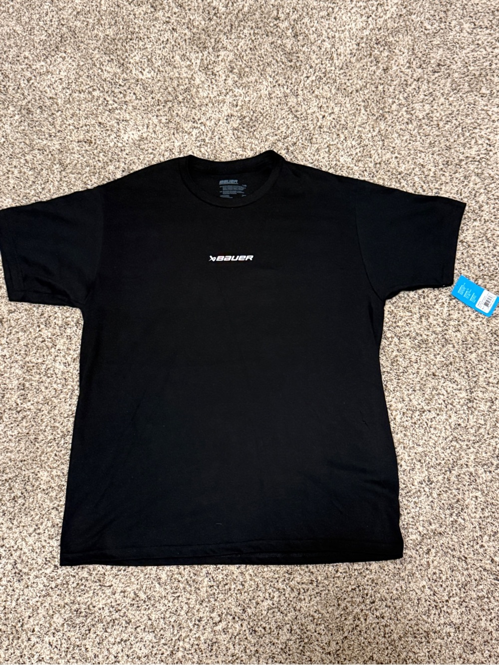 Bauer Black Short-Sleeve Tee with White Chest Logo